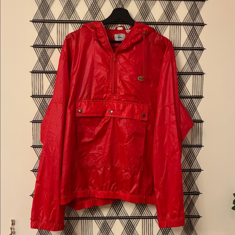 Izod Lacoste vintage alligator Windbreaker size large red